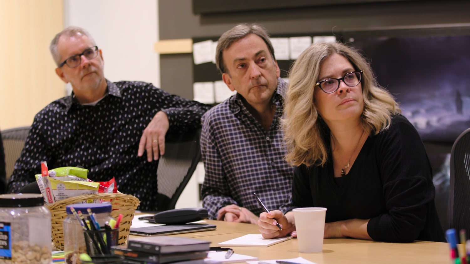 At the center of the documentary are (from left to right) "Frozen 2" co-director Chris Buck, producer Peter Del Vecho, and co-director and writer Jennifer Lee.