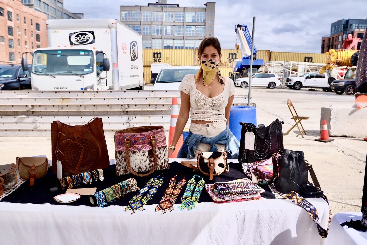 Solis collaborates with indigenous women in Mexico and Guatemala to create one-of-a-kind cowhide leather bags.