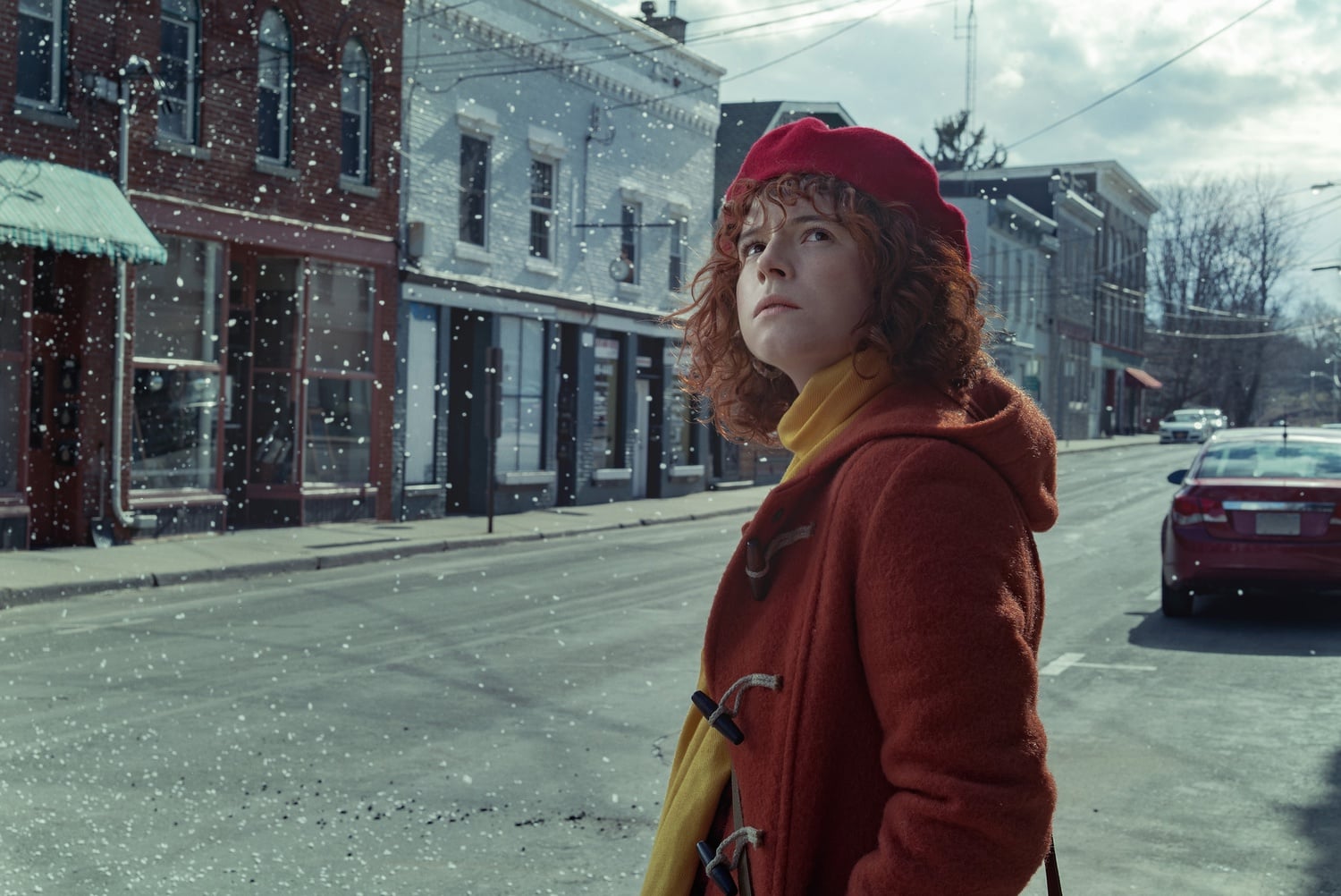 Jessie Buckley stars in "I'm Thinking Of Ending Things" (2020), directed by Charlie Kaufman.