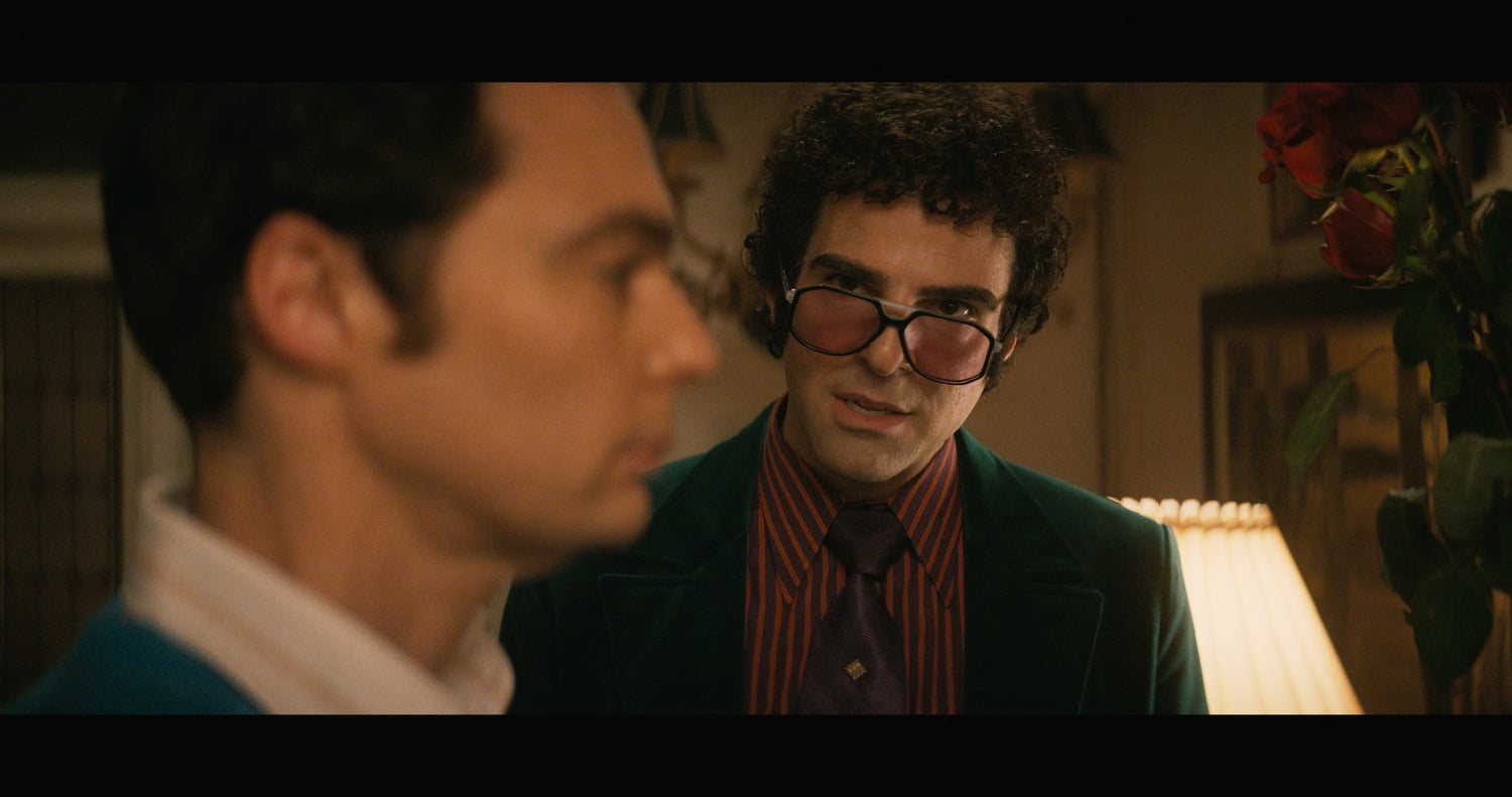 Jim Parsons (left) stars as Michael and Zachary Quinto (right) stars as Harold in "The Boys in the Band" (2020), directed by Joe Mantello.