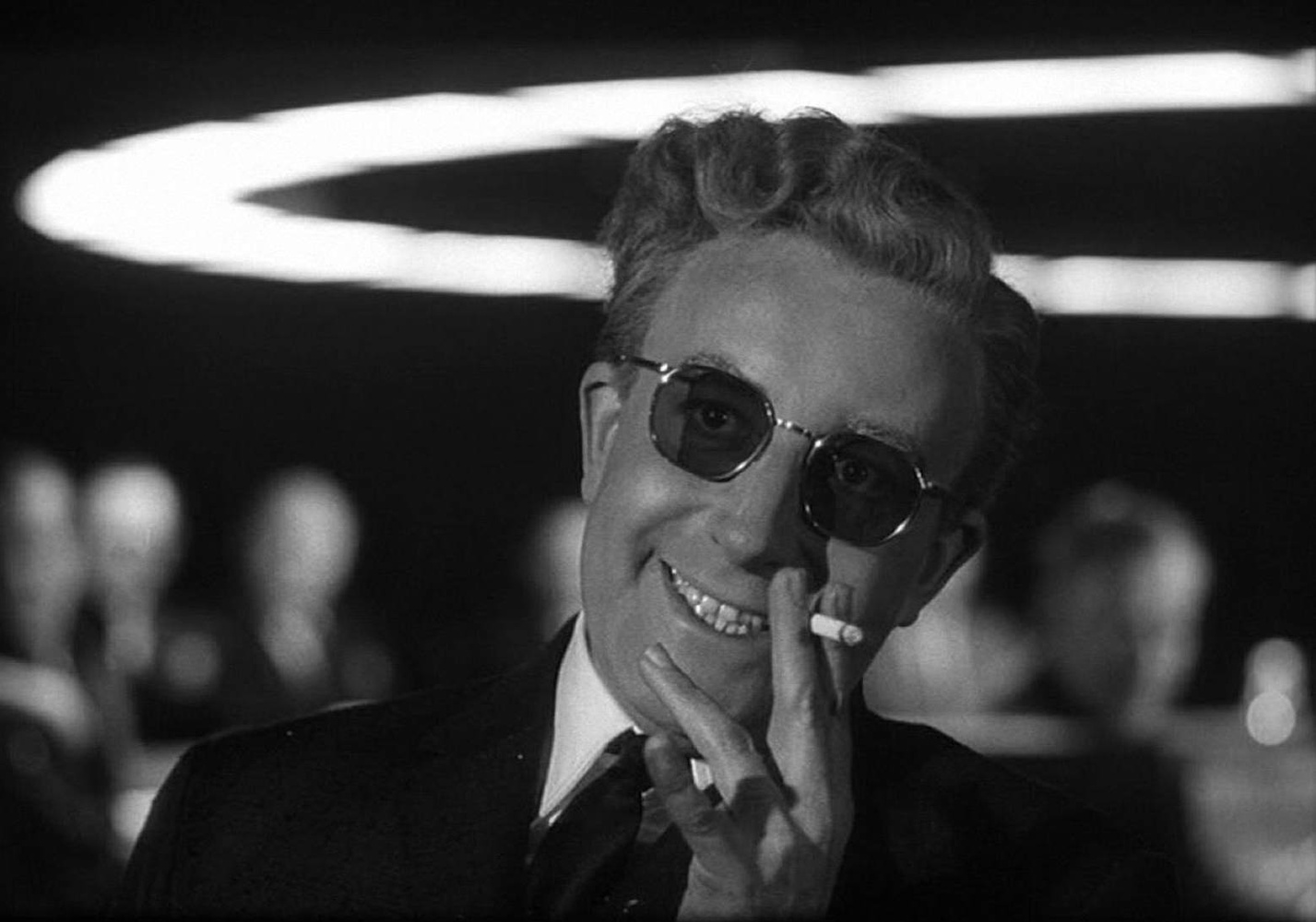 Peter Sellers stars as the titular Dr. Strangelove in "Dr. Strangelove or: How I Learned to Stop Worrying and Love the Bomb" (1964), directed by Stanley Kubrick.