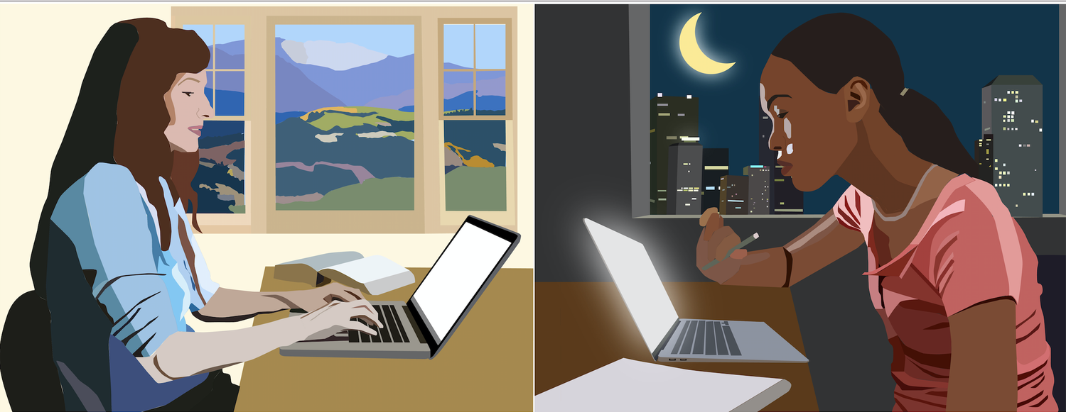 Students took classes from a wide variety of locations this fall.