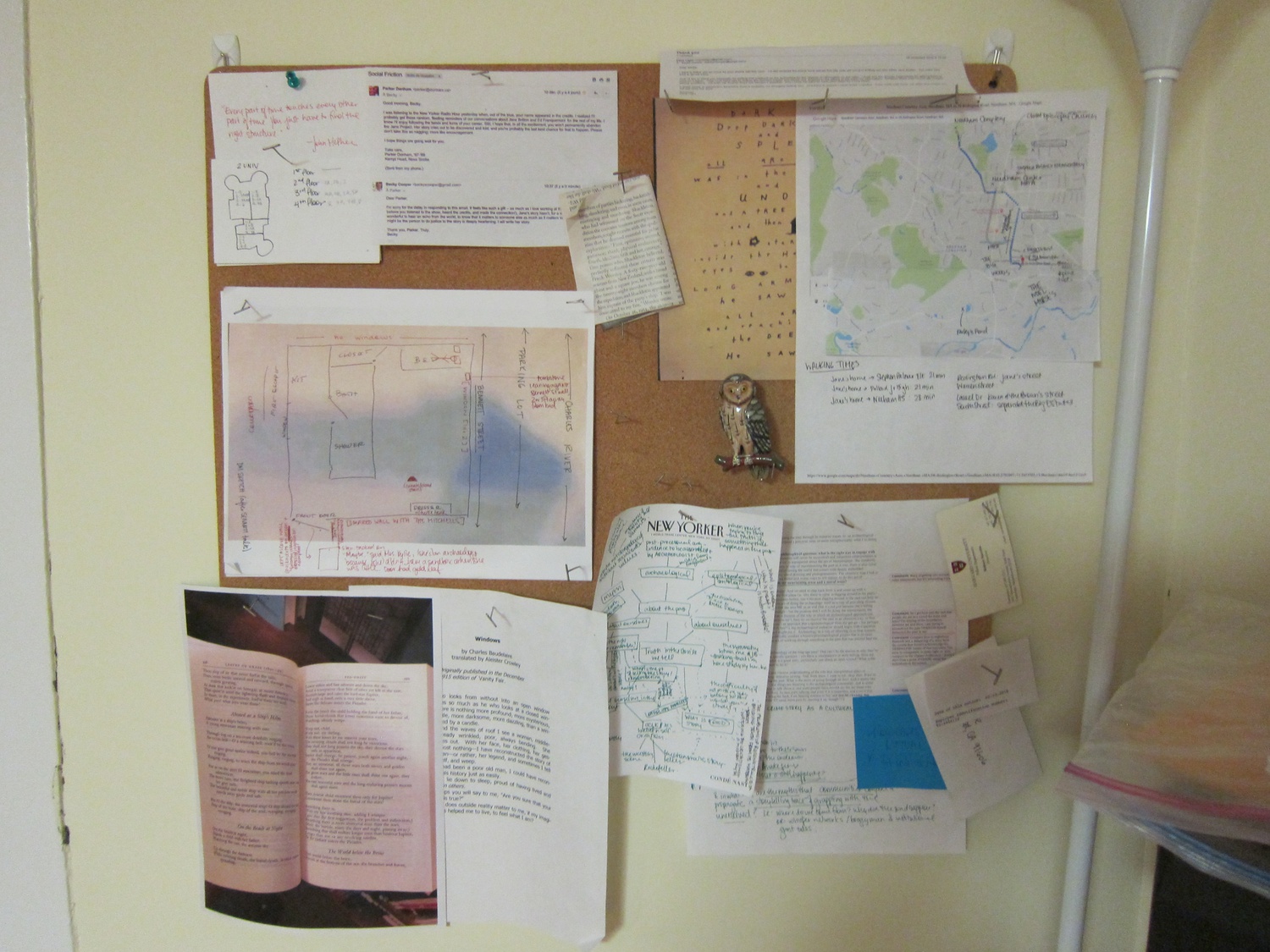 The bulletin board Cooper worked on in Apthorp House.