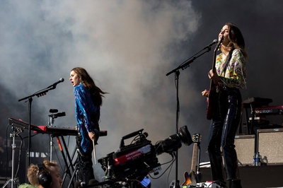 Cover image for Two of the Haim sisters in concert
