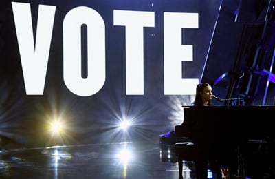 Cover image for A photo of Demi Lovato performing "Commander in Chief" live