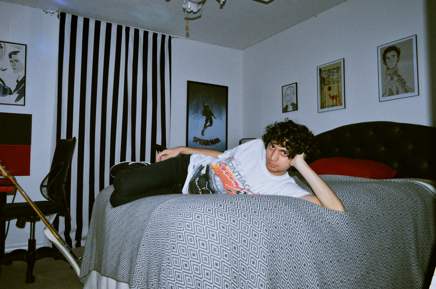 Ethan Fields '22 in his bedroom, which he calls "the lab."