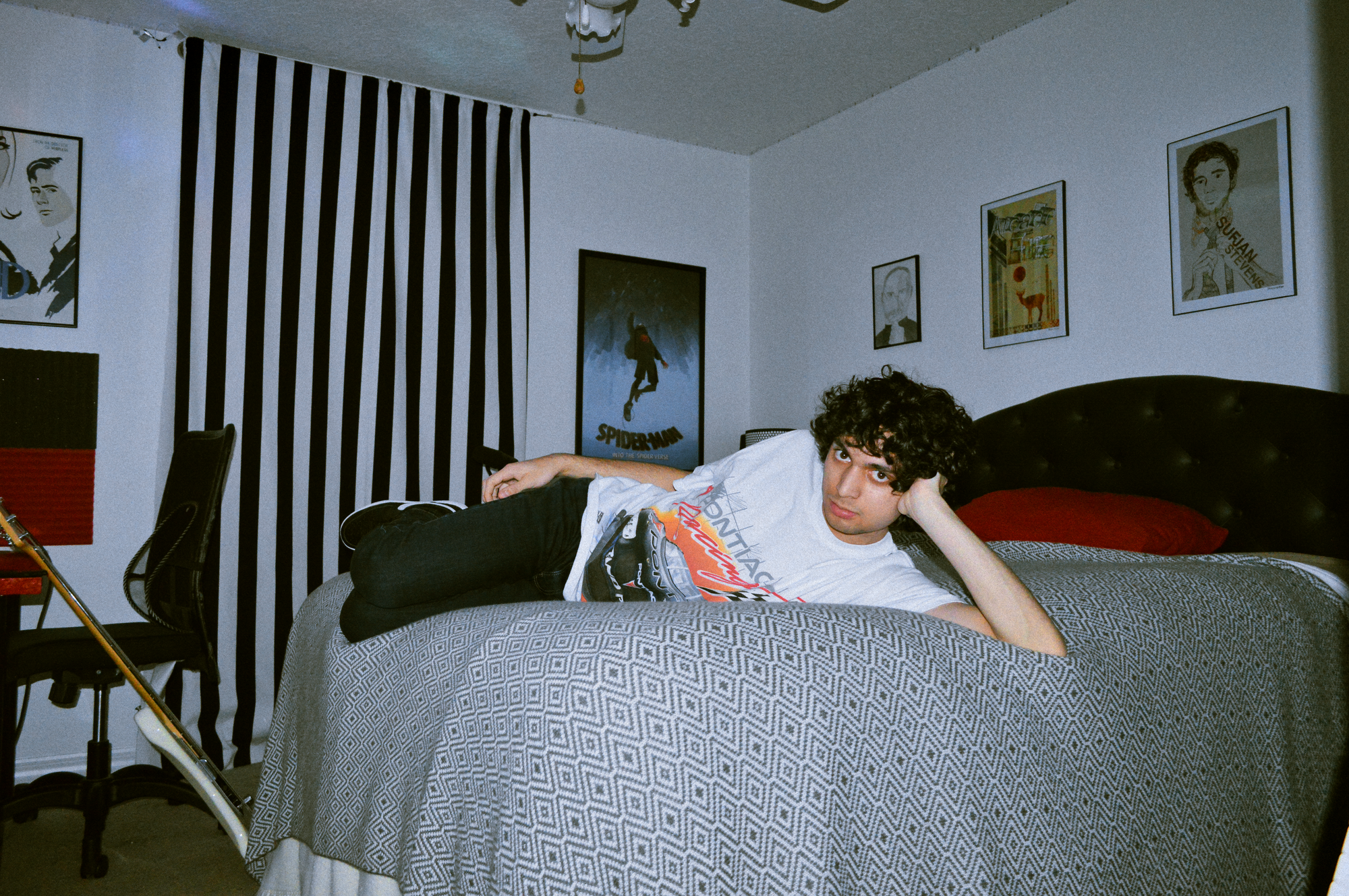 Ethan Fields '22 in his bedroom, which he calls "the lab."