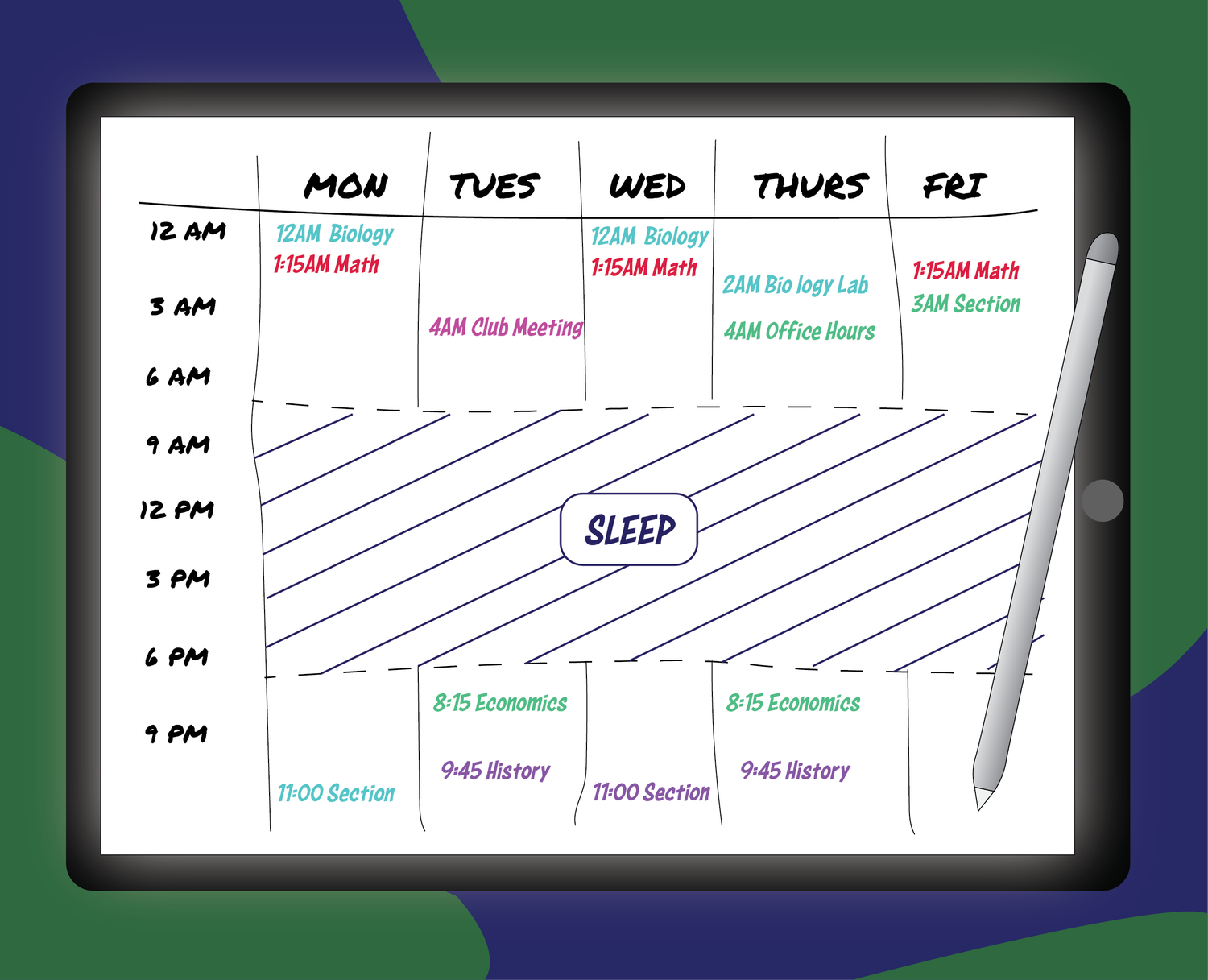 More than a dozen international freshmen said they attended classes after 10 p.m. in their local time zones with some lectures, sections, and club meetings running into the early hours of the morning.