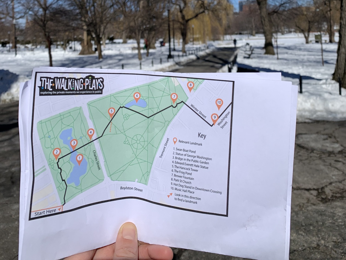The Walking Play outlines a specific path to take through Boston Common which corresponds to key events in the accompanying audio.
