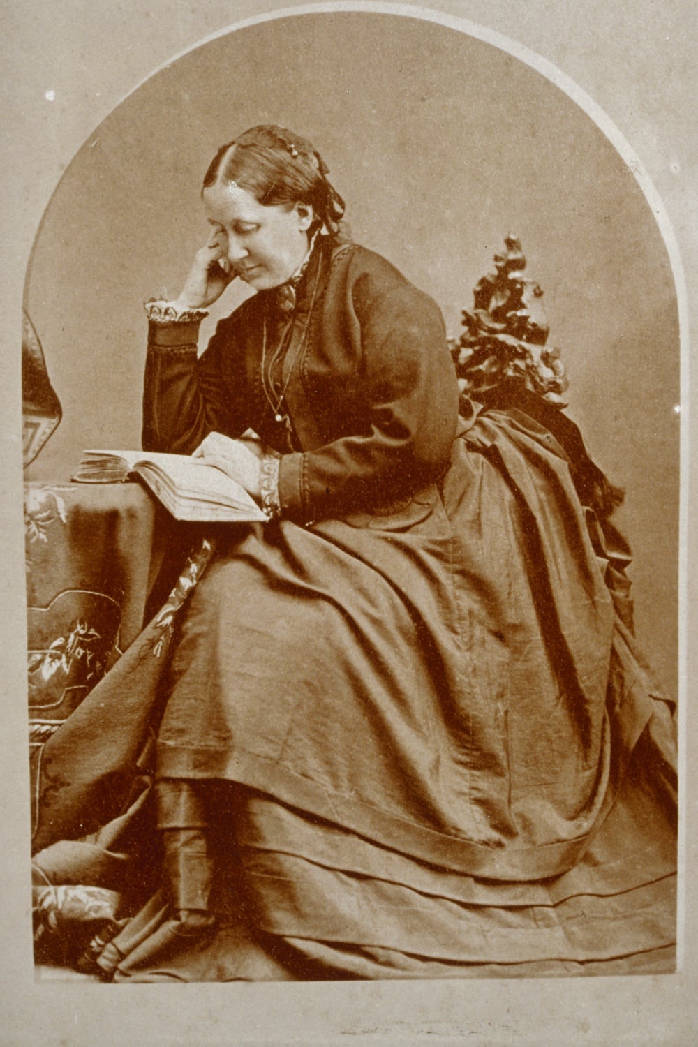 Elizabeth Cary Agassiz seated at the New England Women's Club.