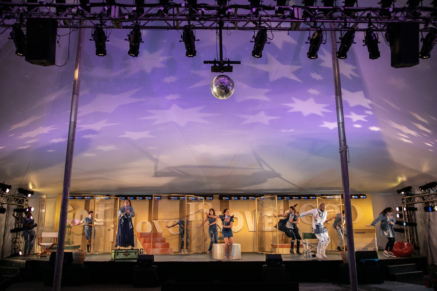 The cast of Berkshire Theatre Group's 2020 production of "Godspell" performed live and in person during the pandemic.
