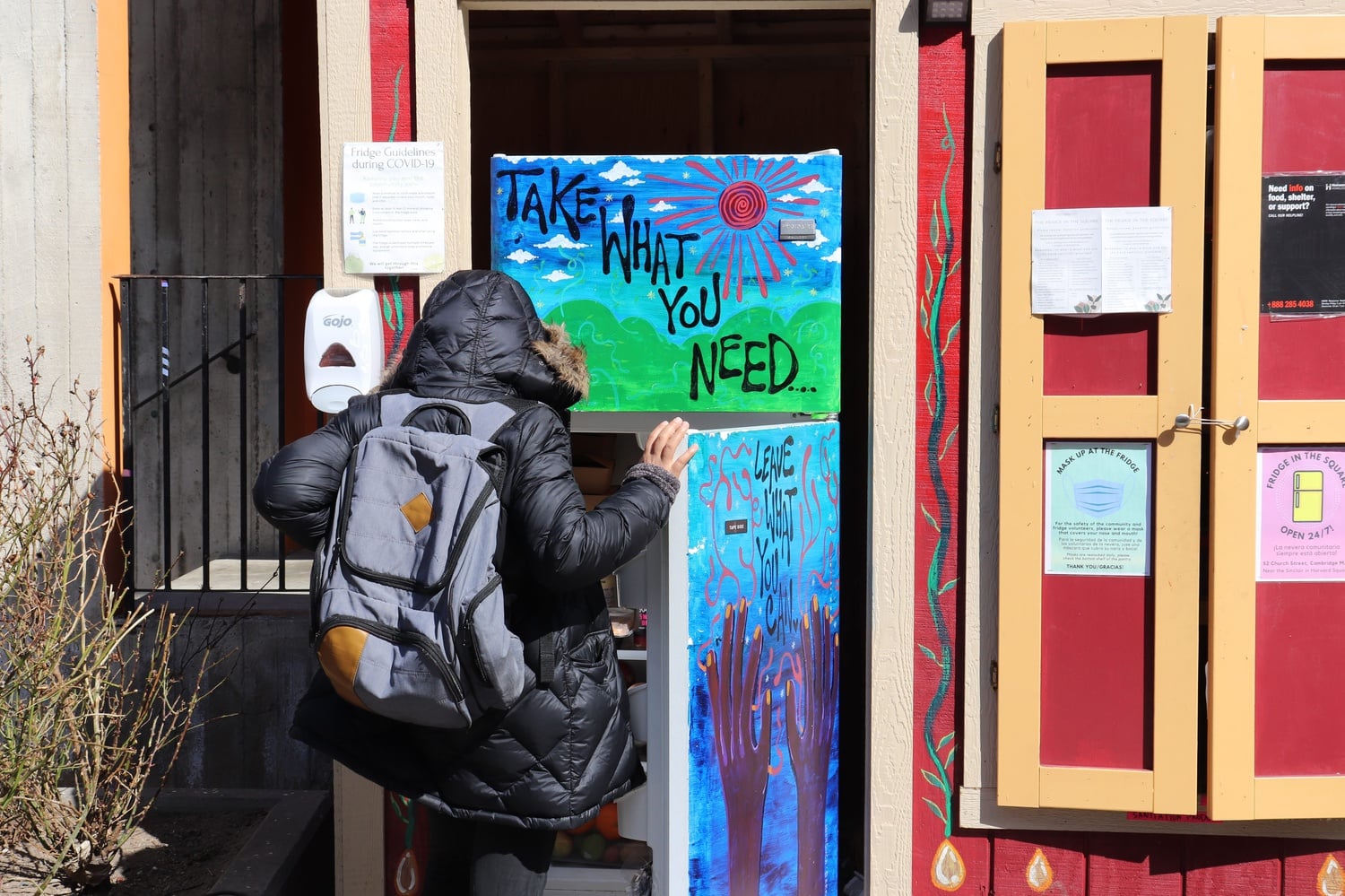 The Fridge in the Square, a community fridge in Harvard Square, launched earlier this year to support local residents experiencing food insecurity. Despite its wealthy universities and companies, a recent study found 20 percent of Cambridge residents make $13,000 dollars a year.