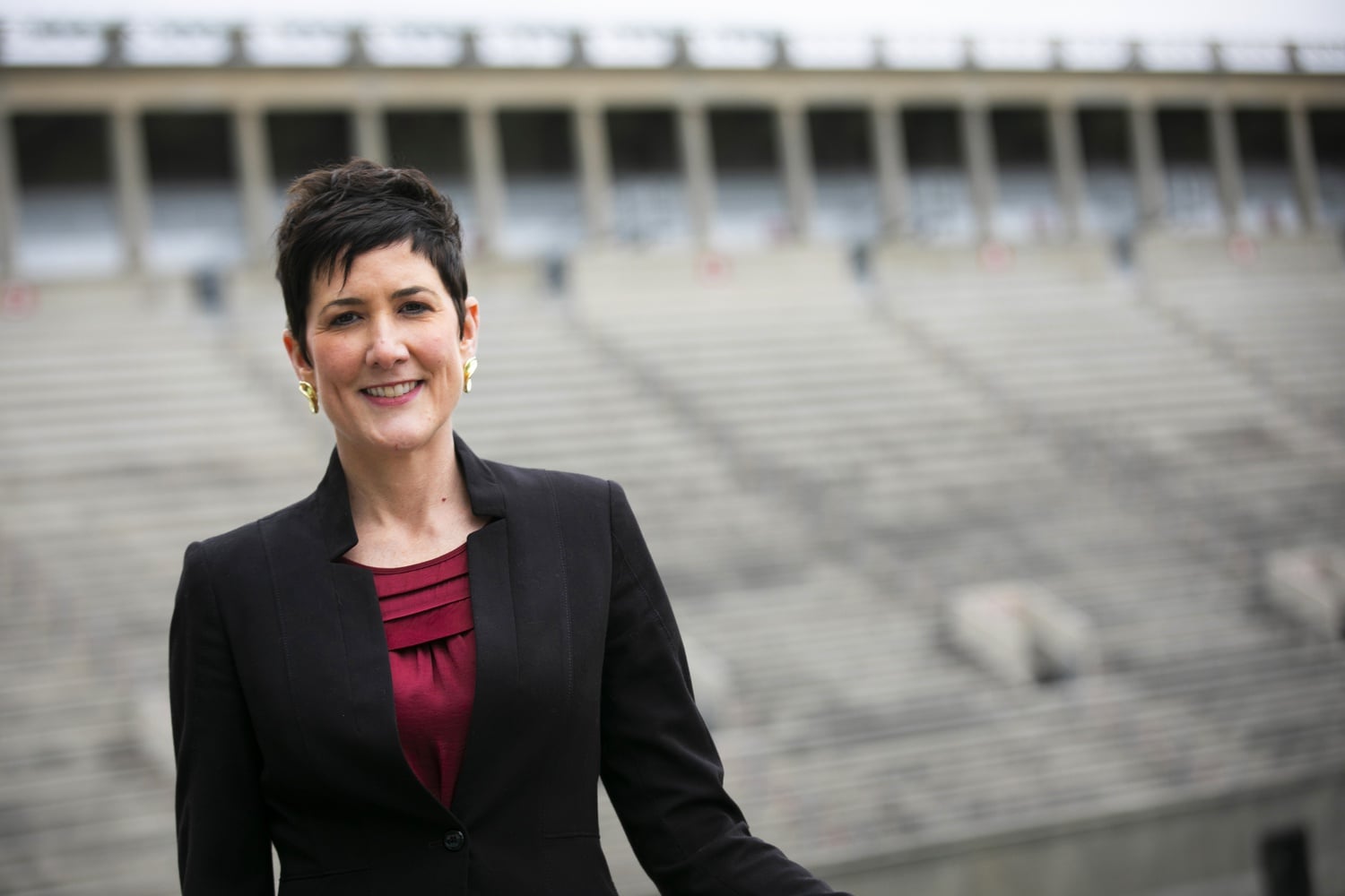 Harvard Athletics Director Erin McDermott, pictured at Harvard Stadium.