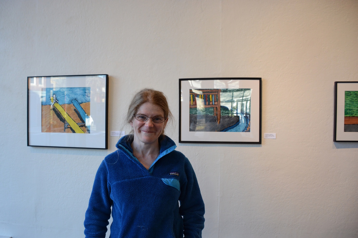 Christina M. Tedesco stands in front of "The Playground Project" displayed in Gallery 263 in Cambridge, her first-ever solo exhibition.