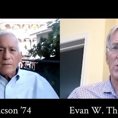 Cover image for Crimson Connections: Walter Isaacson ’74 and Evan W. Thomas III ’73
