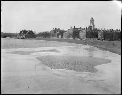 Cover image for Harvard along the Charles River from Weeks Memorial Bridge