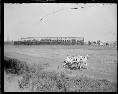 Cover image for Chariot at Charles River Speedway, Harvard Stadium in Background