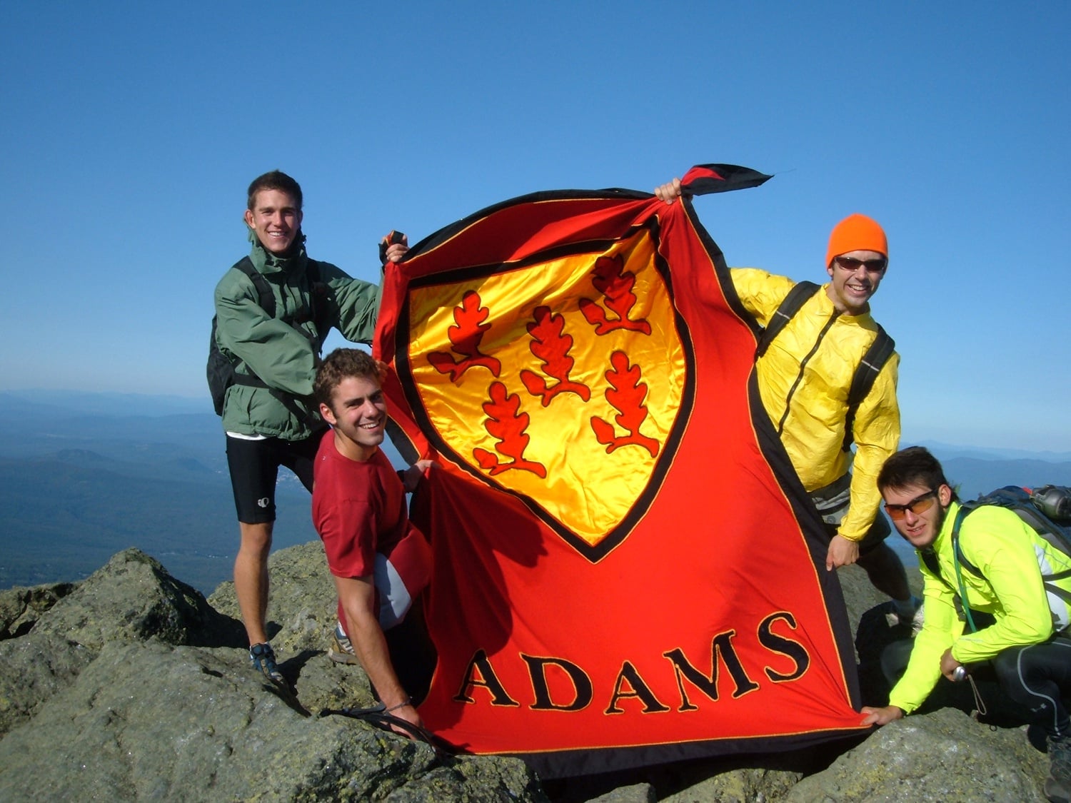 Kreycik, in yellow, with three other Adams House members hiking Mt. Adams in 2009.