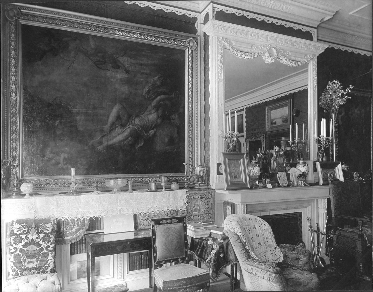 Thomas E. Marr, Titian's Rape of Europa installed in the Red Drawing Room at Isabella Stewart Gardner's residence at 152 Beacon Street, Boston, 1900.