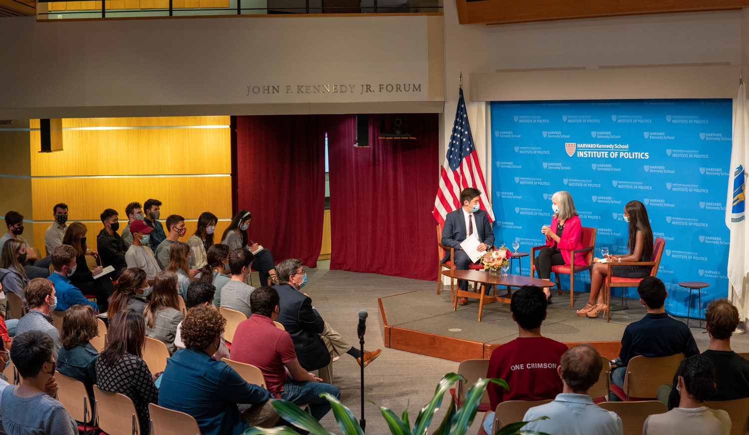 Representative Katherine M. Clark of Massachusetts' 5th Congressional District speaks in front of a crowd of students on Thursday.