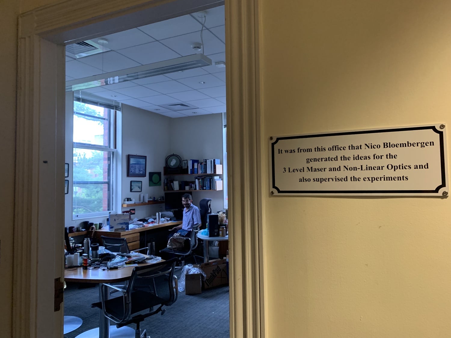 Physics professor David A. Weitz sits in his office in Pierce Hall, a historic building that has housed office multiple Nobel Prize-winning Harvard affiliates such as Nicolaas Bloembergen.