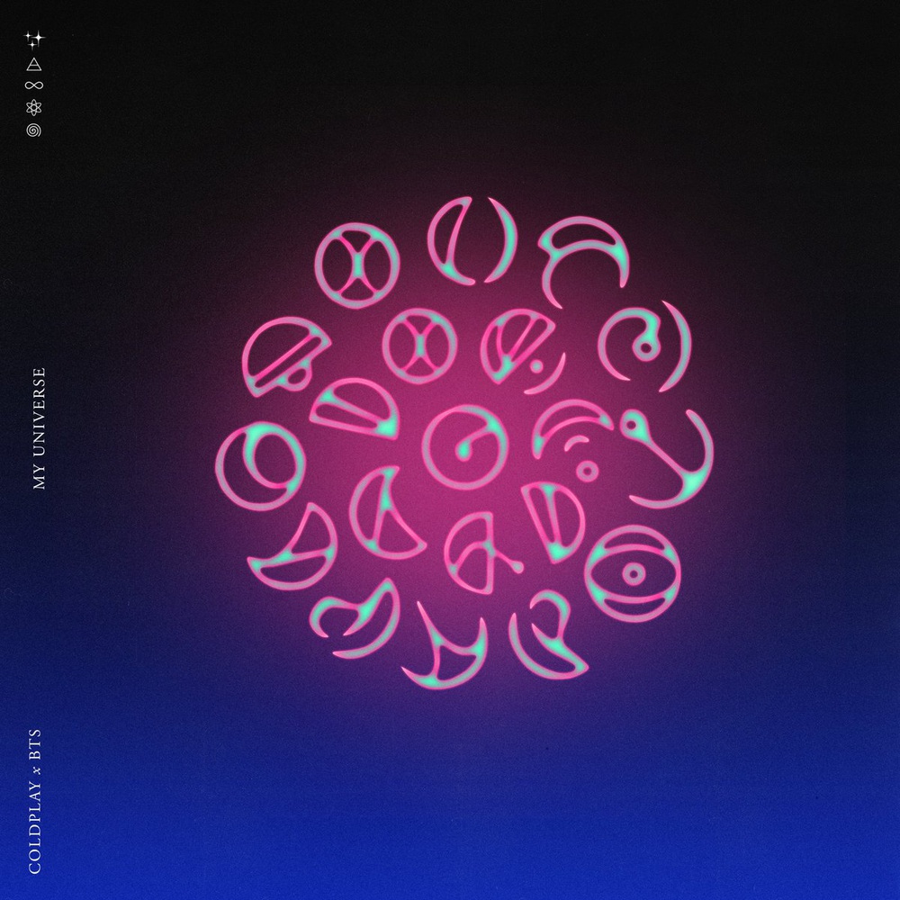 Single cover for BTS' and Coldplay's "My Universe."