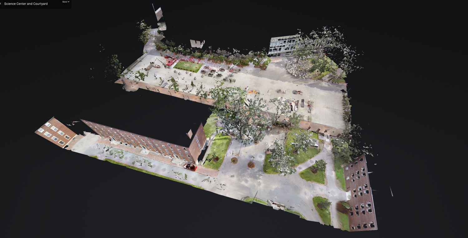 This rendering shows a Doll House view of the Science Center Plaza using scanning Lidar by Luke Hollis.