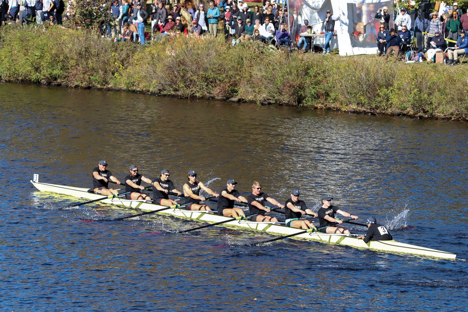 The Harvard men’s championship eight took fourth place on Sunday afternoon, edged out by Yale, Dartmouth, and Washington.