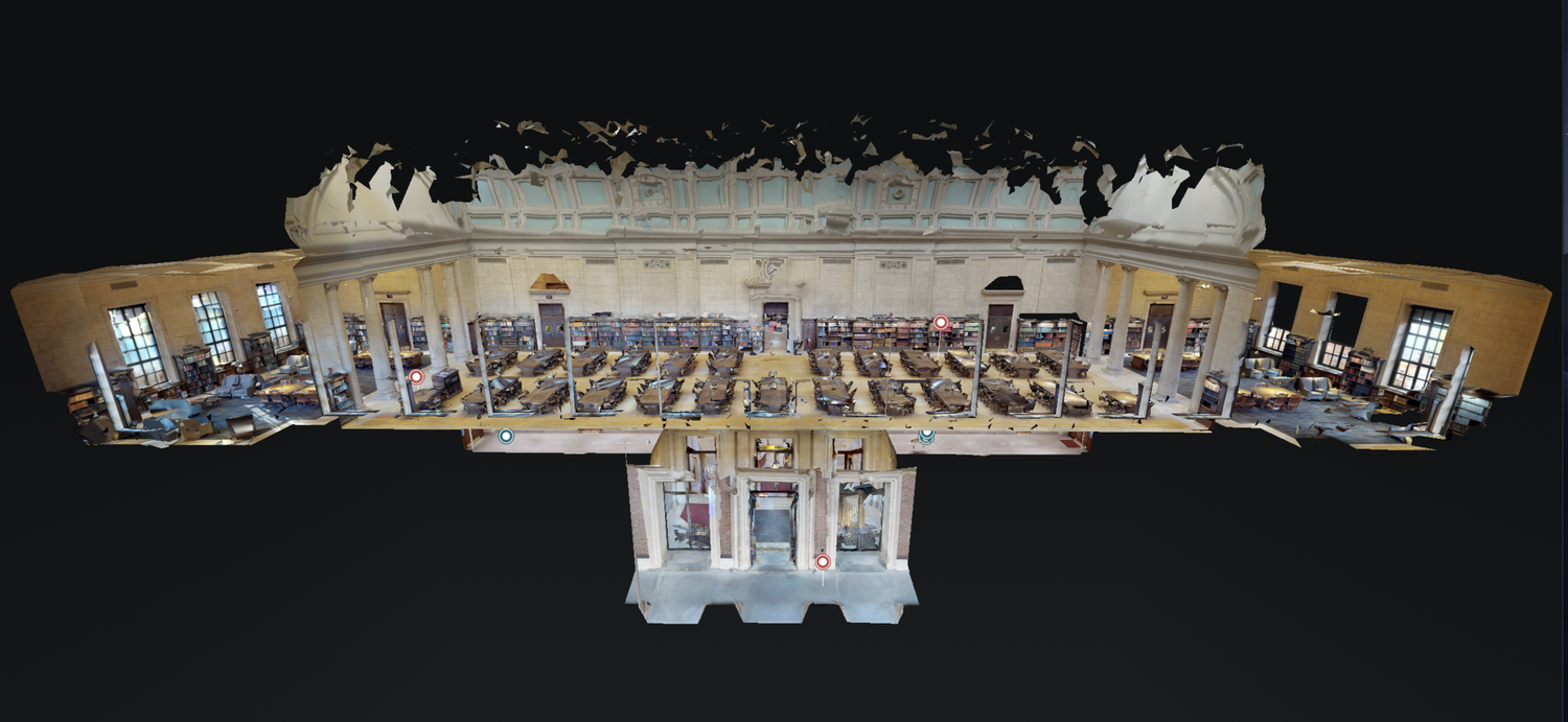 Dollhouse view of Widener Library Great Reading Room by Matt Cook, the digital scholarship program manager for Harvard Library.
