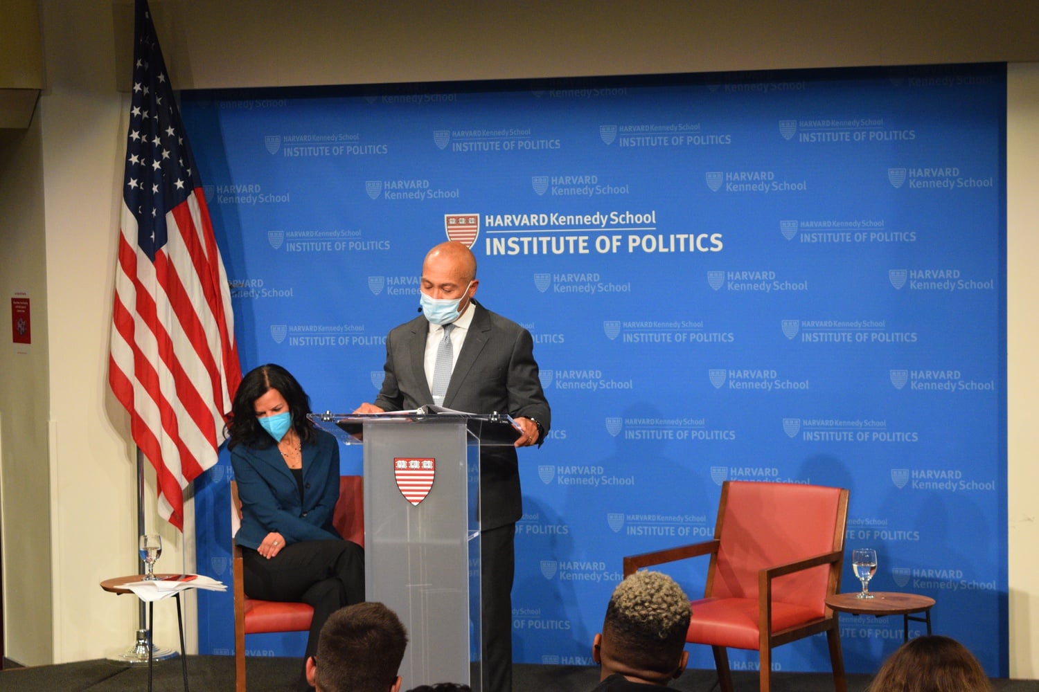 Former Massachusetts Governor Deval Patrick '78 presented a Seymour E. and Ruth B. Harris Lecture hosted by the Institute of Politics last year.