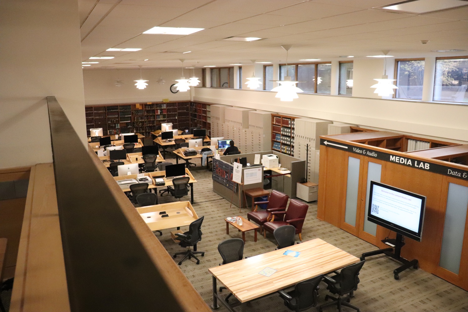 Library workers like those at Lamont Library, pictured, represent a significant portion of HUWU's bargaining unit.