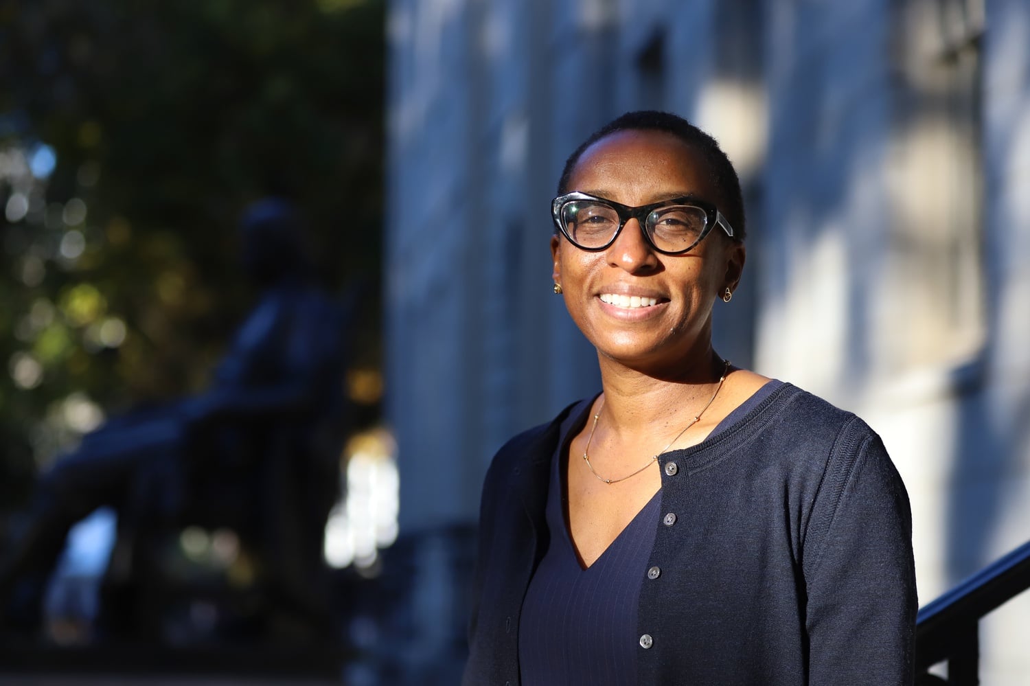 Harvard Faculty of Arts and Sciences Dean Claudine Gay, pictured outside University Hall in November 2021.