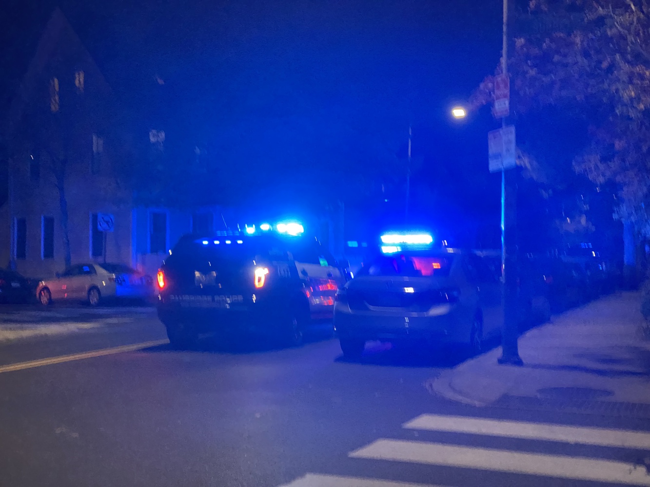 Cambridge police blocked off several streets after a stabbing near Mather House Friday night.