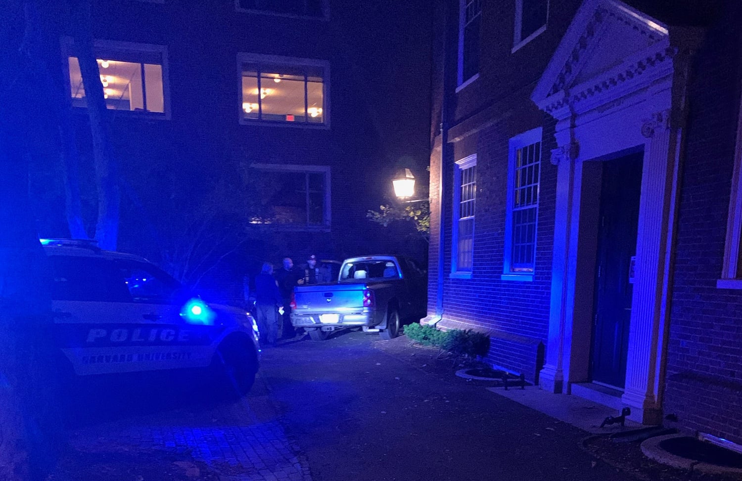 On Wednesday night, a man drove his pickup truck into Harvard Yard, resulting in a crash near Wigglesworth Hall and nearly striking several students.