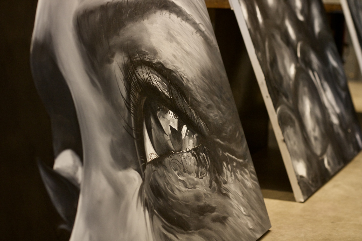 Obielumani N. Amudo ’23 does much of her painting work in the Carpenter Center.