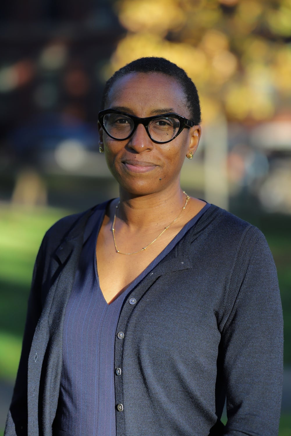 Dean of the Faculty of Arts and Sciences Claudine Gay poses in front of University Hall for a portrait in early November.
