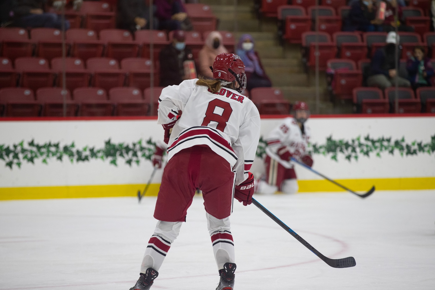 Senior defender Kate Glover awaits the puck in an Oct. 30 overtime loss to Colgate. In the Jan. 15 win over Yale, she scored her first goal of the season.