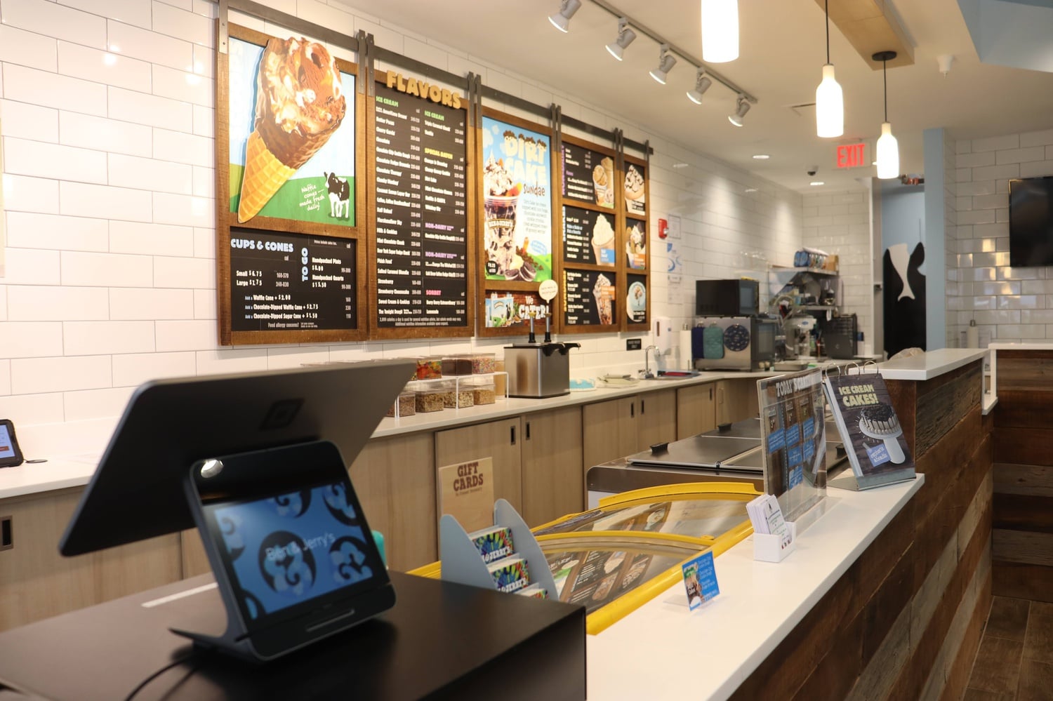 The ice cream shop Ben and Jerry's reopened in a new location in Harvard Square after closing in 2020 because of Covid.