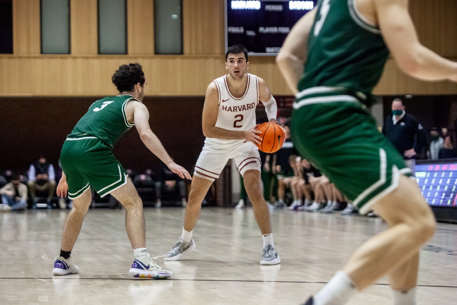 Junior guard Luka Sakota in action in a 74-64 win over Babson on Dec. 6. Sakota missed a game-tying three point attempt on Thursday night against Yale.