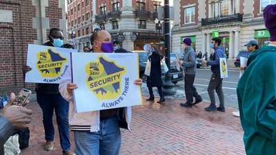 Cover image for ‘Still Here, Still Essential, and Still Fighting’: Harvard Security Guards Rally for New Contract