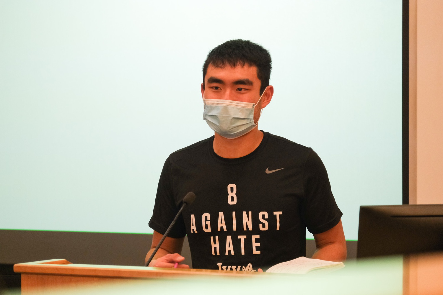 Undergraduate Council President Michael Y. Cheng '22, pictured at a UC meeting earlier this week.
