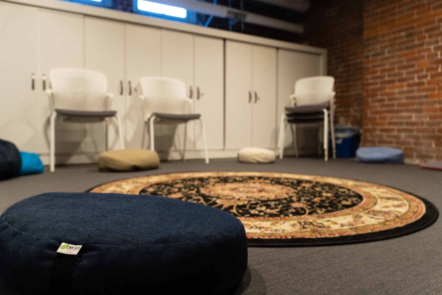 The Serenity Room in the basement of Grays Hall, where the Harvard Meditation Club hosts meditation sessions once a week.