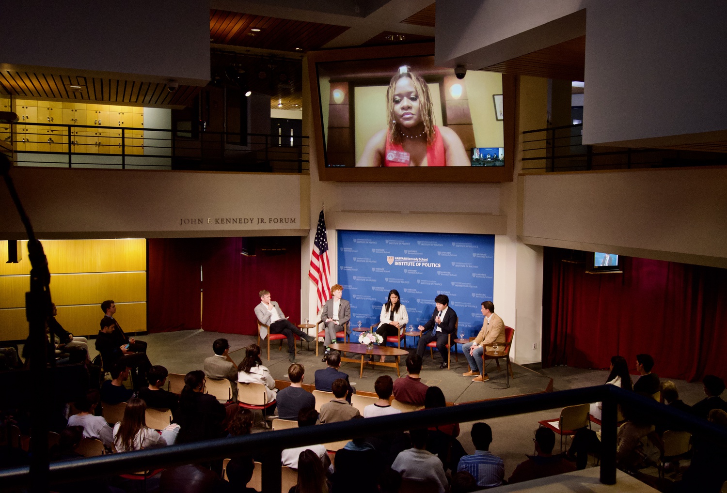Karla García, Joe Mitchell, Park Cannon, Justin Tseng '22, and Landin Stadnyk spoke at a Thursday IOP Forum about the U.S.'s youngest elected officials moderated by Peter Hamby.