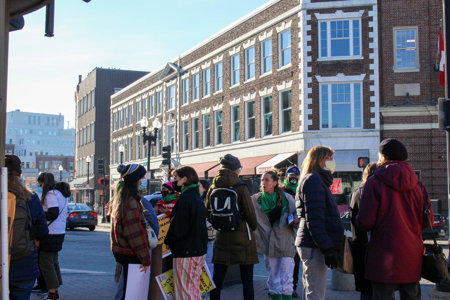 On International Women's Day, a small group of protestors attend an abortion rights rally hosted by the organization Rise Up 4 Abortion Rights.