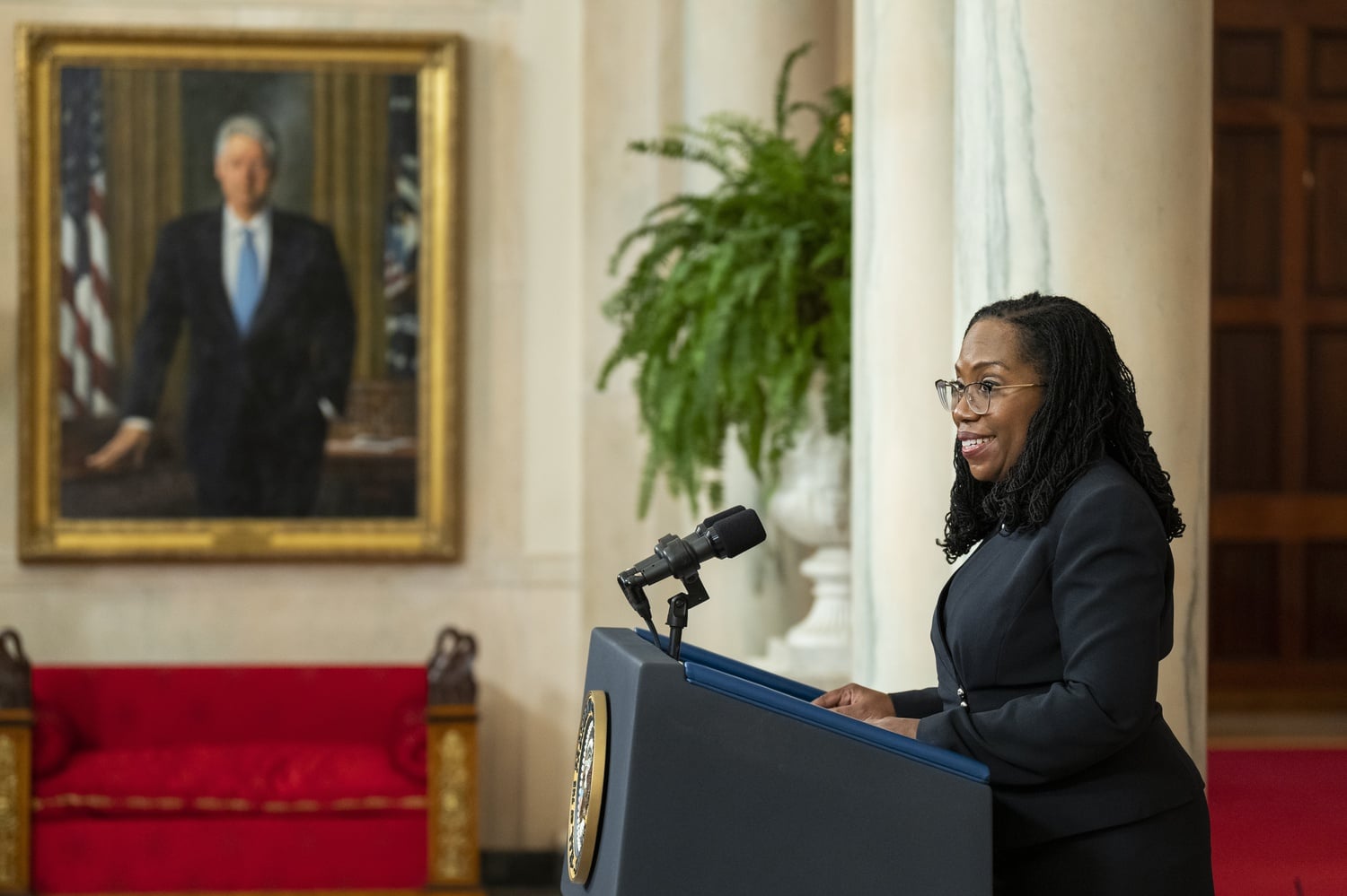 Ketanji Brown Jackson ’92, pictured at the White House on Feb. 25