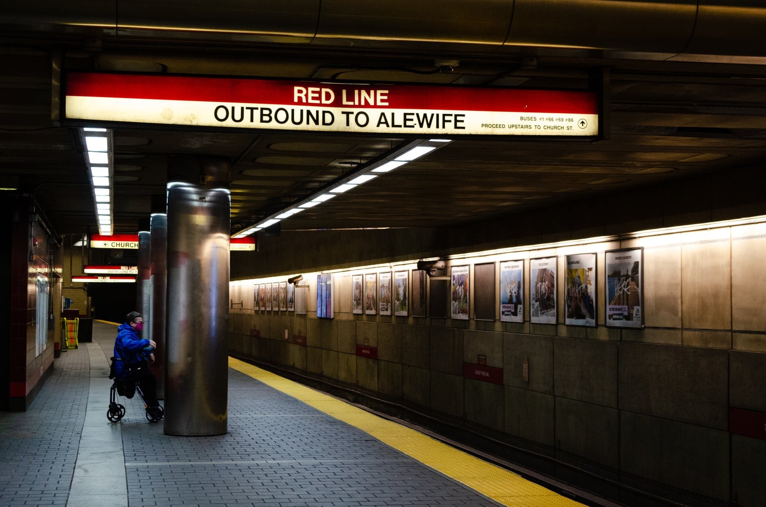 Above, the Alewife-bound Red Line track at the Harvard Square MBTA station. Alewife residents and advocates wonder how to accommodate more riders on an already-strained transportation system.