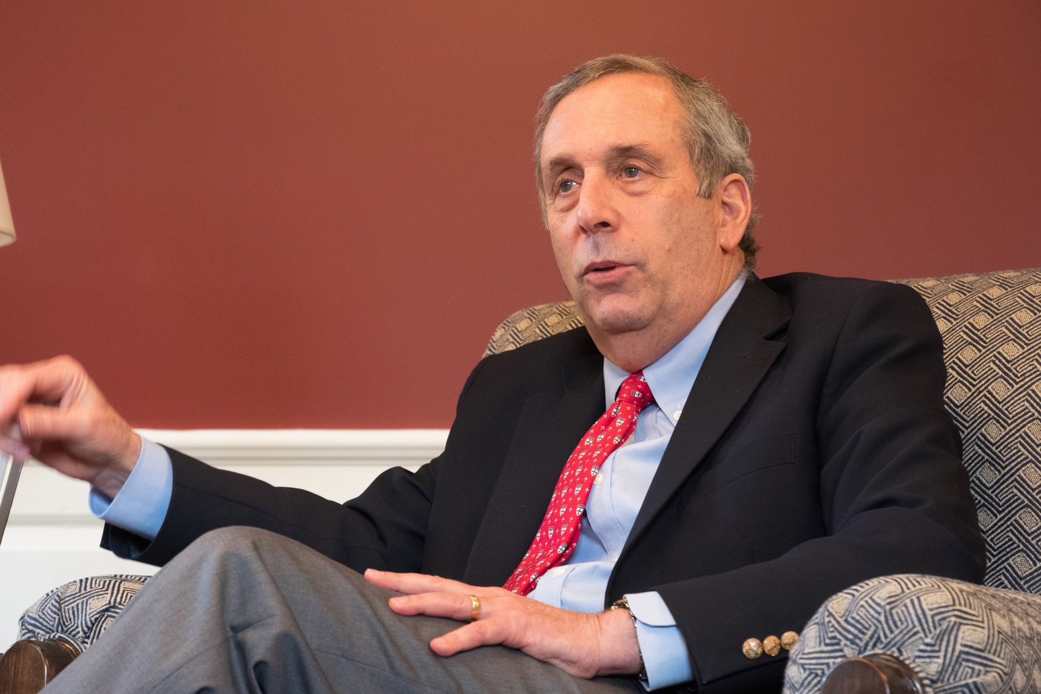 University President Lawrence S. Bacow defended his response to Russia's invasion of Ukraine during an interview with The Crimson on April 8.