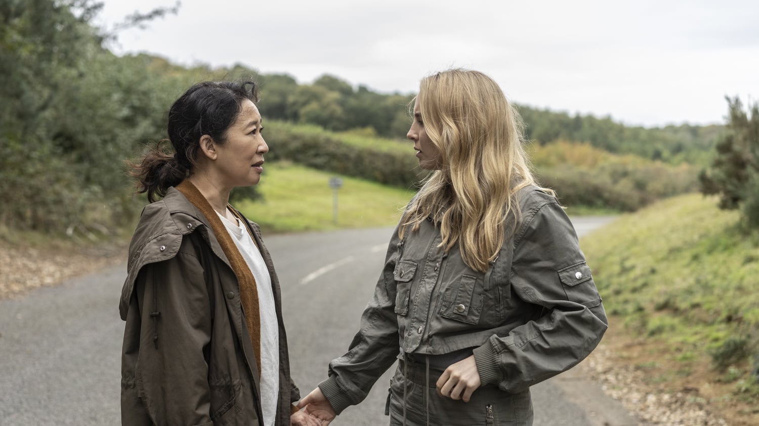 Sandra Oh as Eve Polastri and Jodie Comer as Villanelle in the series finale of "Killing Eve."