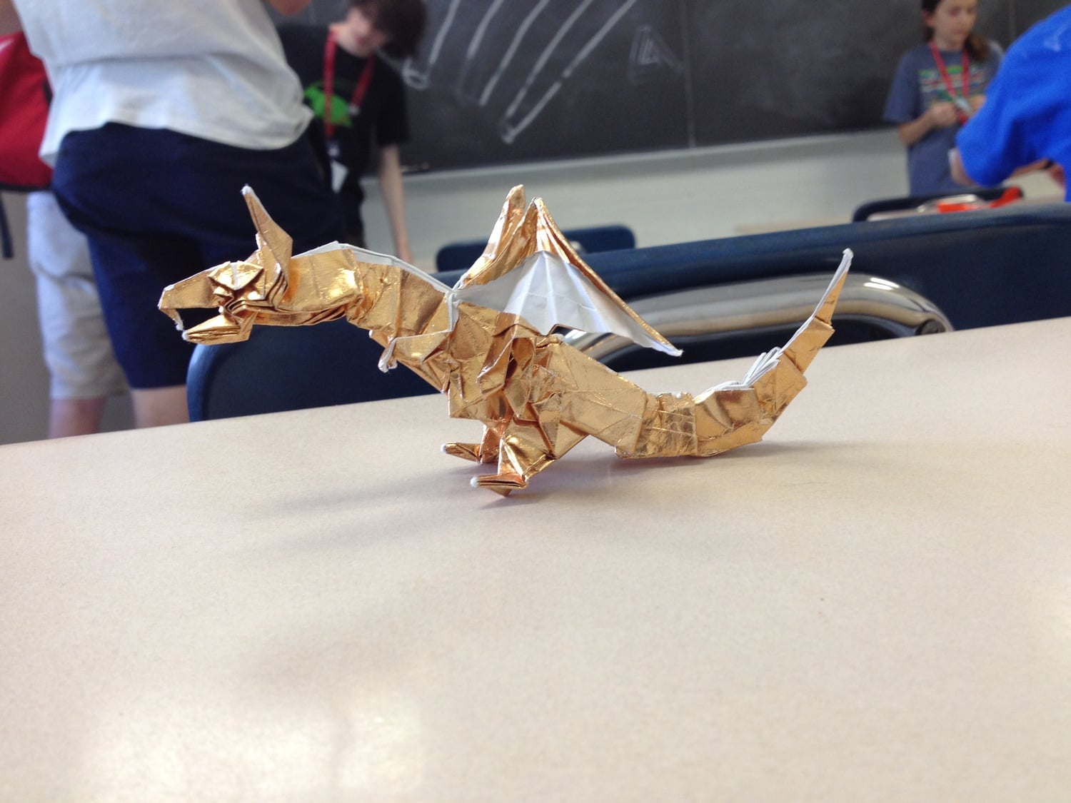 An origami dragon Michael folded in high school.