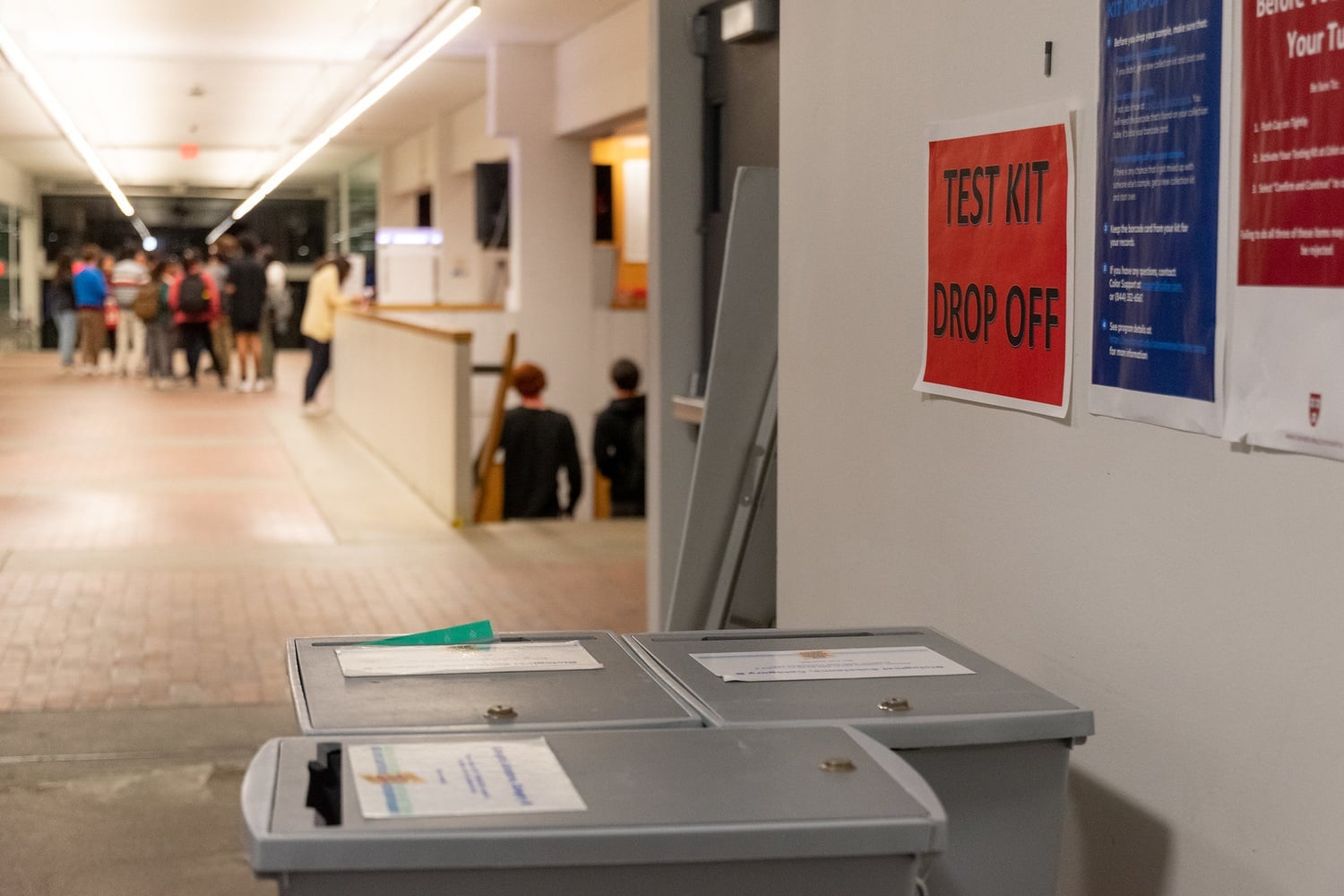 A Harvard College student drops off a Color Covid-19 test in October.